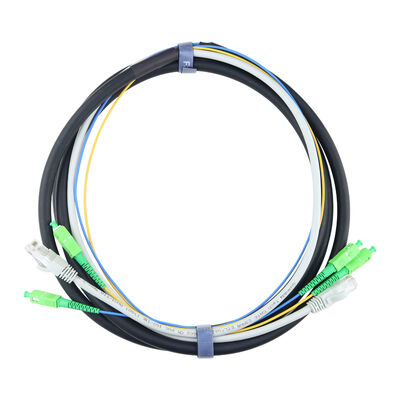 Indoor double-ended prefabricated hybrid fiber optic cable assembly with SC connector